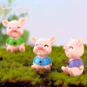 Cartoon Resin Colorful Pig Doll Toys Fairy Garden Decoration Miniture Fairy Garden Accessories Supplies Pot Bonsai Moss Fairy Garden Micro Landscape Miniature Garden Terrariums Fairy Garden Figurine Kits Items Auto Interior Decoration